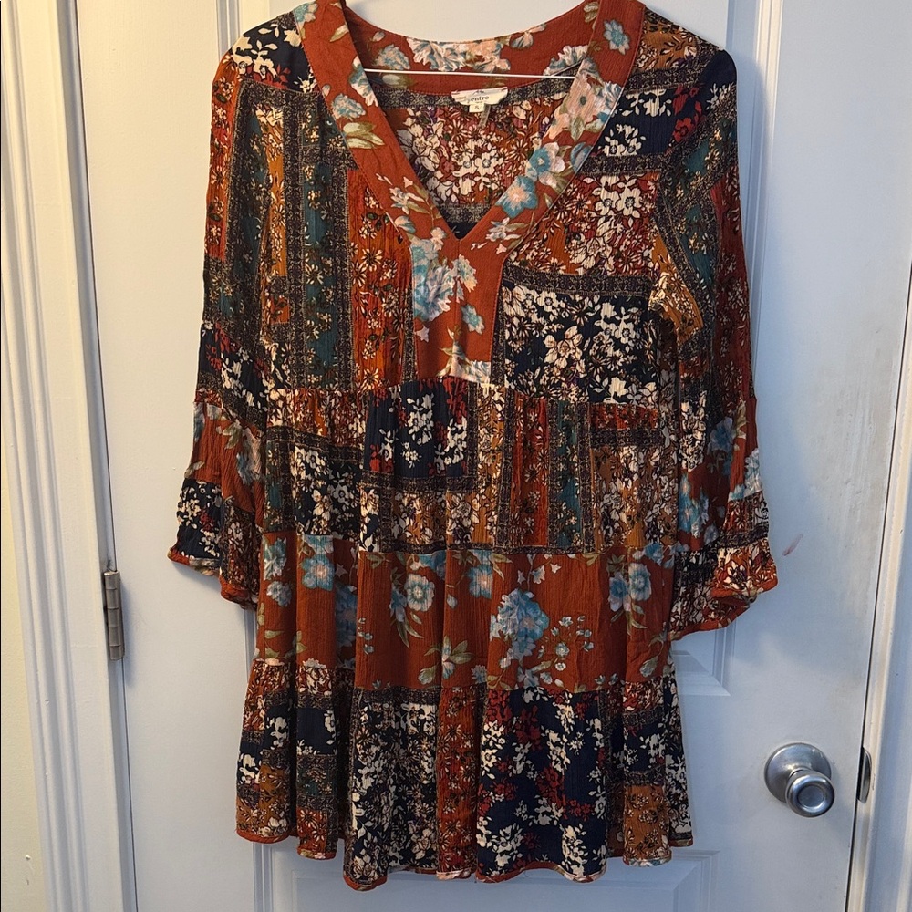 Entro S Floral Patchwork Dress